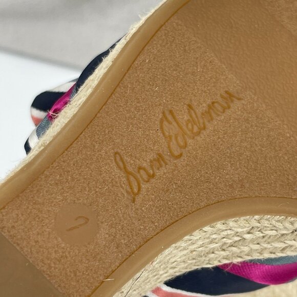 Sam Edelman Aubrey Wedge Espadrille Striped Textile Ankle Strap Sandal NWOT - Picture 9 of 10